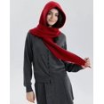 thumbnail image 2 of Chapeau et Foulard Tricotés pour Femmes, Chapeau et Foulard Chauds d'Hiver, Châle Chaud pour Femmes avec Capuche et Cache-Cou, Cagoule, Cache-Cou Style Cape., Rouge, 2 of 4