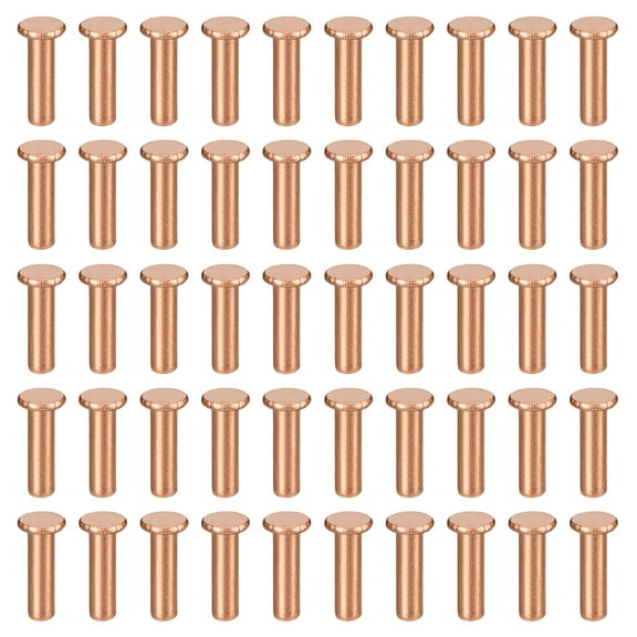Uxcell 50Pack 5/64" x 5/16" Flat Head Copper Solid Rivets Fasteners Copper Tone