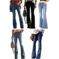 thumbnail image 2 of HLSOHJP Fall New Mid Waist Boot Cut Jeans For Women Fashion Stretch Slim Denim Flared Pants Female Casual Trousers S-2XL, 2 of 5