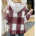 thumbnail image 3 of Cárdigan para mujer, sudadera elegante informal de Otoño Invierno, franjas de diferente color a cuadros, sudadera informal con capucha para mujer, 3 of 6