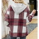 thumbnail image 3 of Cárdigan para mujer, sudadera elegante informal de Otoño Invierno, franjas de diferente color a cuadros, sudadera informal con capucha para mujer, 3 of 6