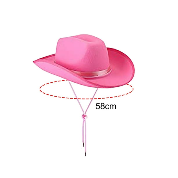 Wide Brim Western Cowboy Hat, with Tassel Silk Scarf Summer Sun Protection  Sun Hat for Hiking Photo Props Costume Fishing Outdoor , Pink