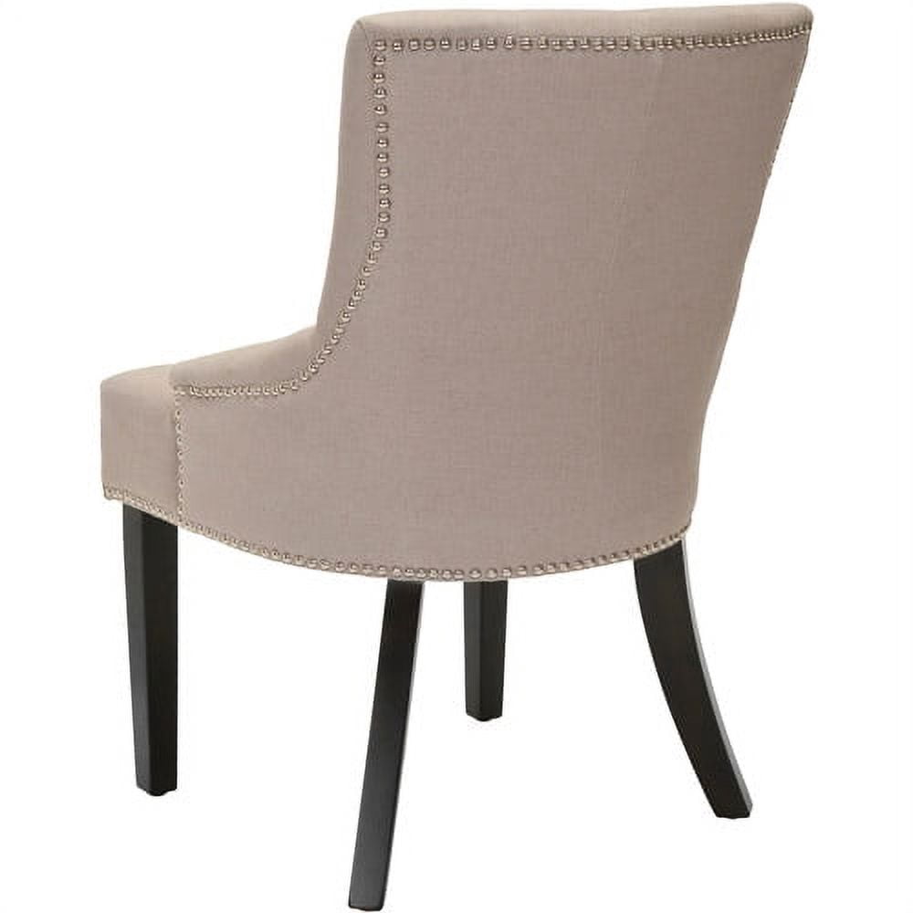 SAFAVIEH Lotus 19''H Side Chair, Taupe/Silver Nail Heads, Set of 2