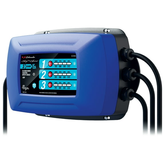 Schumacher SC1645 Ship 'N Shore Onboard Marine Sequential Battery Charger - 3 Bank, Blue