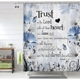 thumbnail image 4 of Bible Verse Inspirational Quote Shower Curtain, Blue Floral Daisy Trust in The Lord Waterproof Fabric, Rustic Farmhouse Butterfly Bathroom Shower Curtain with 12PCS Hooks, 60X70IN, 4 of 16