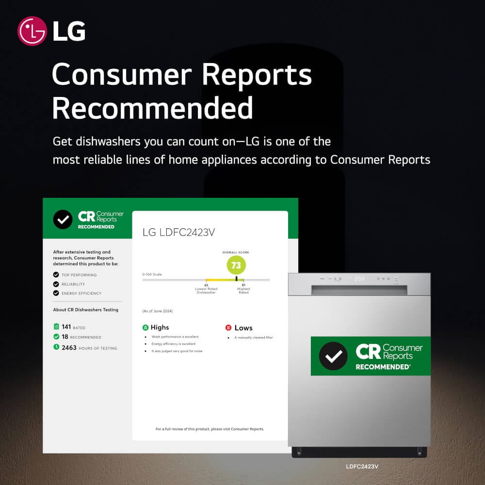 LG LDFC2423V 52 dBA Front Control Dishwasher Stainless Steel