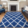 thumbnail image 2 of Ottomanson Ultimate Shaggy Moroccan Trellis Area Rug, Navy Blue, 6'7"X9'3", 2 of 8