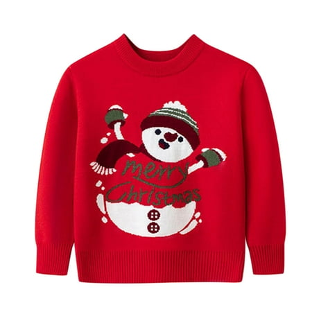 

EUMODR Little Girls Hoodies Pullover Hooded Sweatshirt Kids Toddler Boys Girls Christmas Cartoon Snowman Sweater Long Sleeve Warm Knitted Pullover Tops