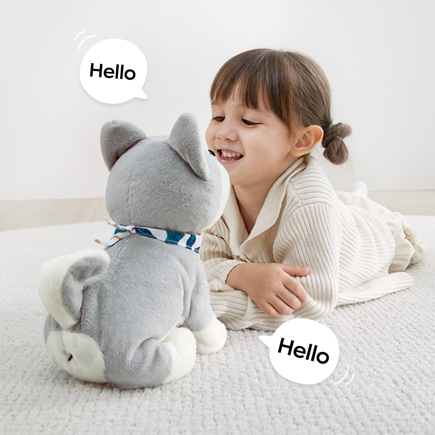 Bc Babycare Weighted Stuffed Animals, White Terrie Dog Plush Toys, Stuffed Animal Throw Plushie Pillow Doll, Soft Dog Plush Toys for Adults Kids