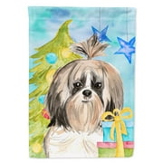 Carolines Treasures CK1863CHF Christmas Tree Shih Tzu Flag Canvas House Size Large multicolor