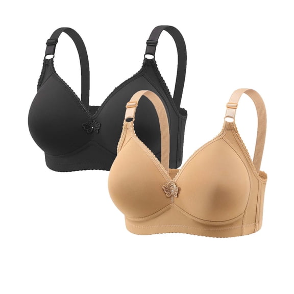 2-Pack Women's Seamless Support Bra Set for Everyday Wear, Soft Lifting Comfort, Solid Color