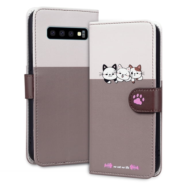 Compatible with Samsung Galaxy S10 4G Cute Animals Pattern Wallet Case with Card Slots Flip Cover