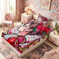 thumbnail image 5 of Manfei Stained Glass Geisha Twin Sheet Sets for Teens, Kimono Sakura Bedding, Red Multicolor 3 Pieces, 1 Flat Sheet, 1 Fitted Sheet and 1 Pillowcase, 5 of 6