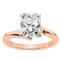 IGI Certified 2 Carat Radiant Shape Lab Grown Diamond Engagement Ring | 14K Rose Gold | Seraphina Twist Prongs Solitaire Diamond Ring | FG-VS1-VS2 Quality Friendly Diamonds
