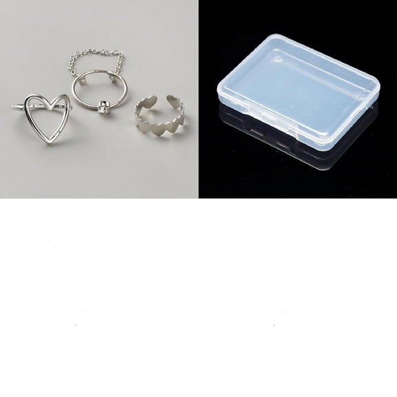 3Pcs Stacking Rings Set Adjustable Cuff Finger Rings Sets with Alloy Finding and Rhinestone Jewelry Accessories