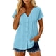 thumbnail image 1 of Camisetas de Manga Corta Extra Larga para las Mujeres con Cuello en V Botón Placa con Cuello Blusa de Túnica, Camisa de Manga Larga Azul Claro Mujeres, 1 of 8