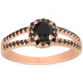 thumbnail image 1 of 1 ct Black Diamond Halo Split Shank 14k Rose Gold Engagement Ring Color, 1 of 1
