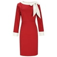 thumbnail image 4 of Stamzod Wedding Guest Dresses for Women 2026 Long Sleeve Bow Collar formal Dress Elegant Cocktail Dresses for Women Red XL, 4 of 6