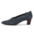thumbnail image 2 of YDN Women Pointed Toe Checkered Style Pumps Block Low Heels Slip On Casual Comfort Daily Outfit Shoes Size 10 Dark Blue, 2 of 4