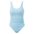 thumbnail image 5 of One Piece Swimsuit Women,Ribbed Ruched Swimsuit Tummy Control Bathing Suit Swimwear Figure Enhancing Swimdress with Adjustable Straps,Swimsuit for Women,M,BU1, 5 of 7