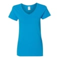 thumbnail image 1 of Gildan T-Shirt à Col en V en Coton Épais pour Femmes, 2TG, Saphir, 1 of 1