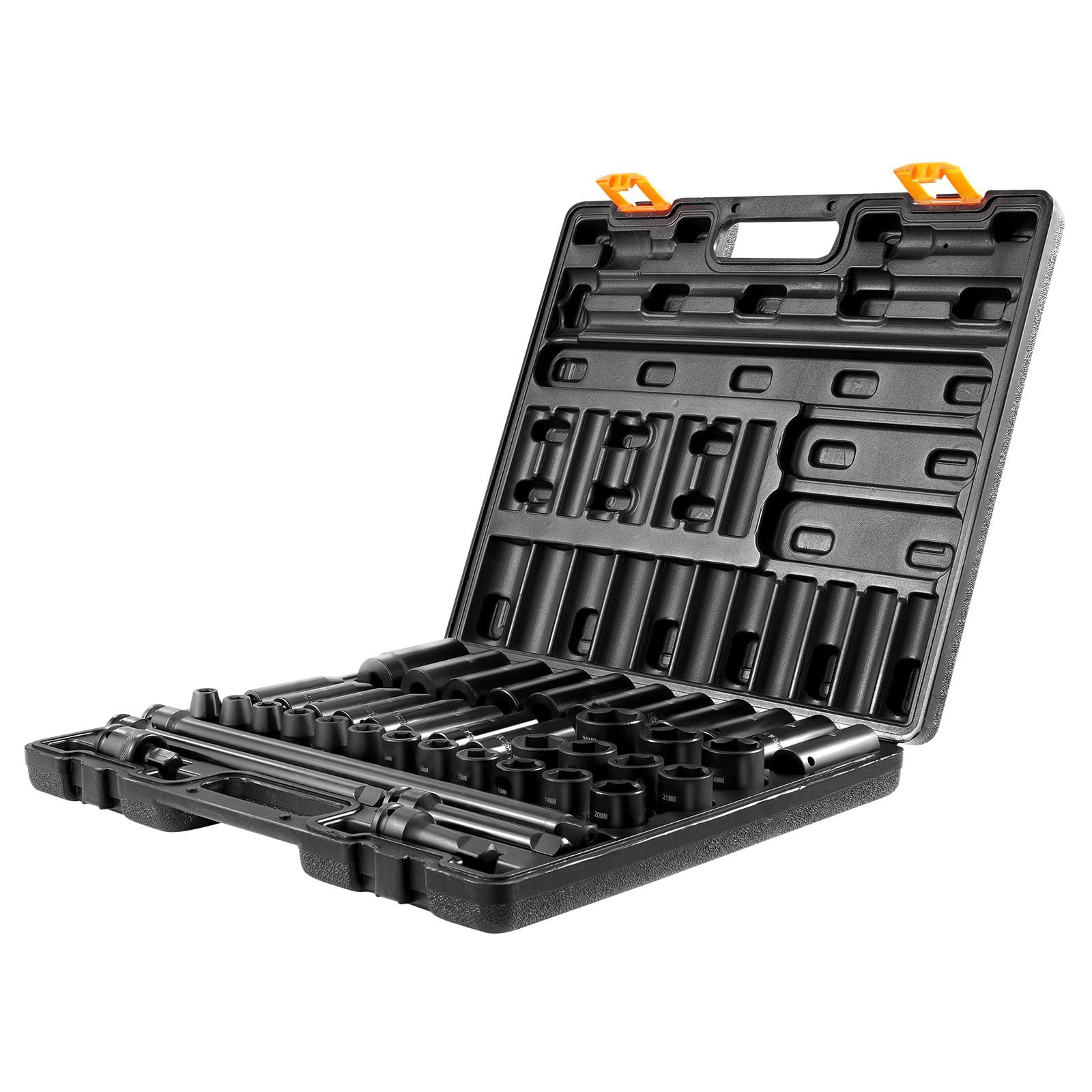 Zaverox 43PCS 1/2" Drive Standard & Deep 6-Point Impact Socket Set, Metric 9-30mm Heavy Duty Socket Assortment