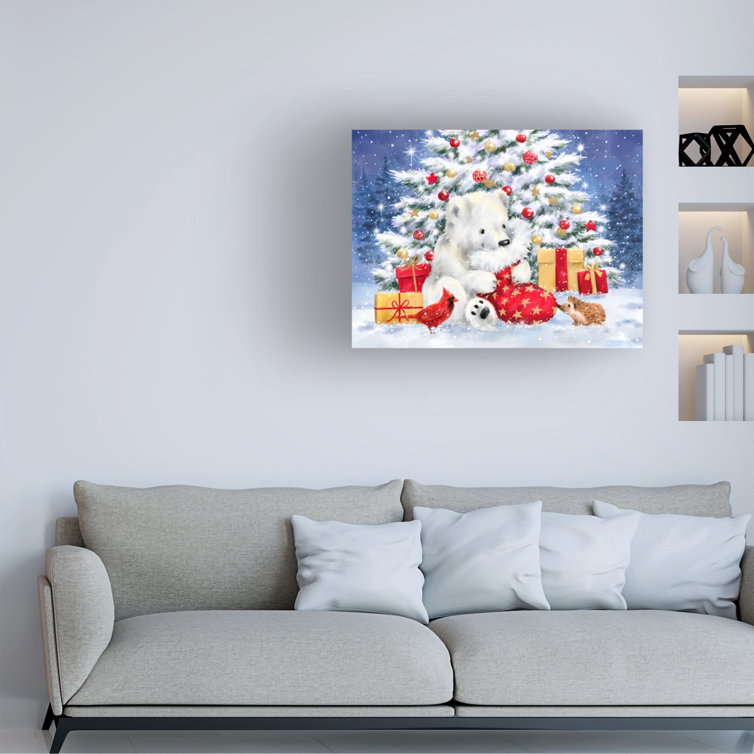 MAKIKO 'Polar Cub With Sock' Canvas Art
