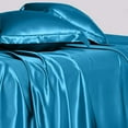 thumbnail image 3 of Cloud Fino Silk Satin Sheet Set- 6 Piece Sheet Set- Queen Size Sheet Set- Rich Quality 20" Deep Pocket Sheets- Luxury Hotel Bed Sheets- Turquoise Blue, 3 of 6