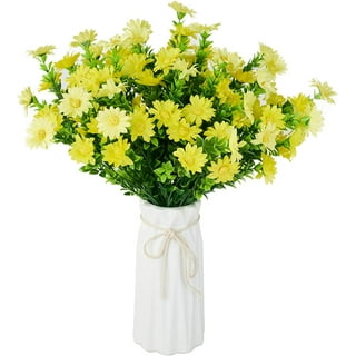 Hapeisy 6Pcs Artificial Daisies Flowers Yellow Fake Silk Daisy Flowers  Bouquet Outdoor Shrubs Plastic Floral Arrangement Plants for Home Window