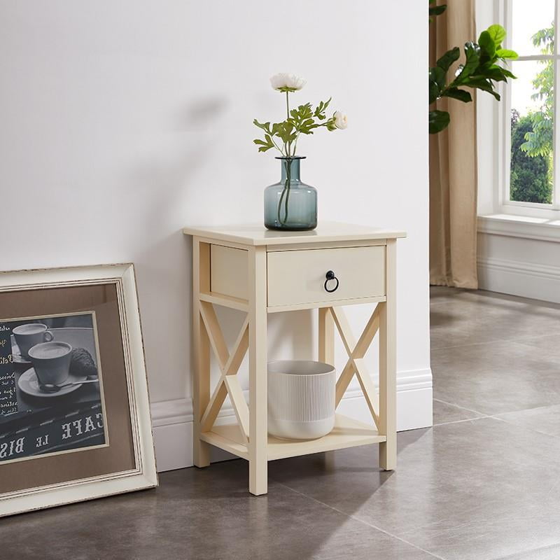 Eily Wooden Nightstand with Storage Shelf, Drawer by Naomi HomeColor