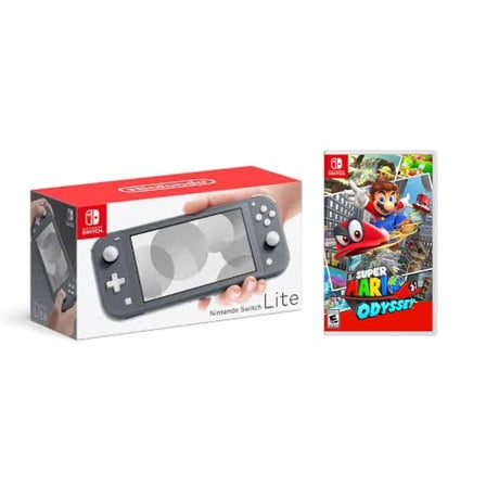 Nintendo Switch Lite Gray Gaming Console with Super Odyssey Bundle (Region Free)