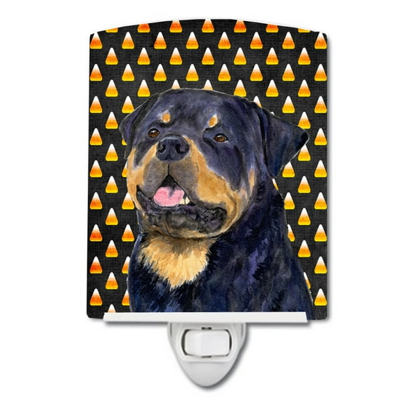 Caroline's Treasures SS4317CNL Rottweiler Candy Corn Halloween Portrait Ceramic Night Light, 6x4x3", multicolor