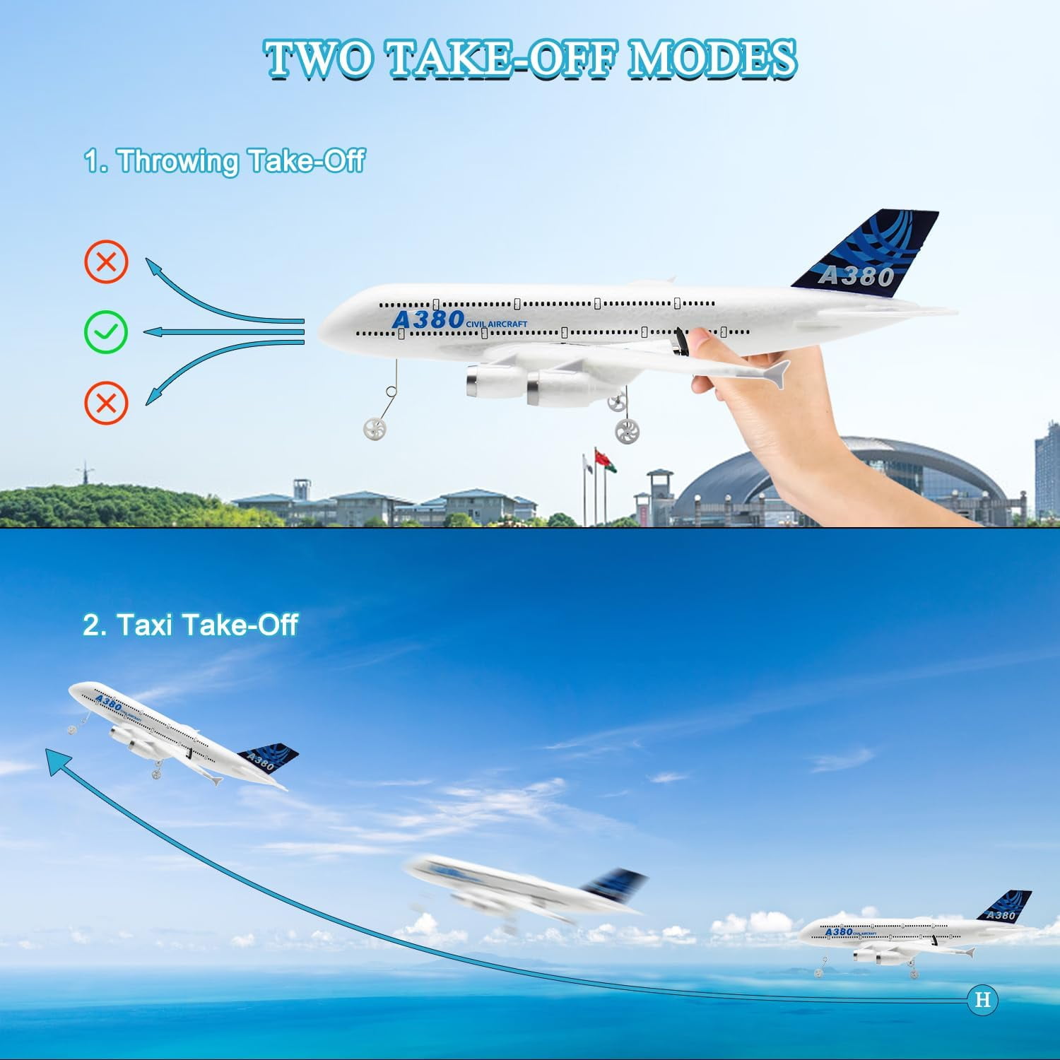 Mostop RC Plane, Remote Contro Plane Stunt Drone Toy, 2.4 Ghz 3 Channel with LED Lights & 360° Spin,Easy to Fly RC Glider for Kids Adults