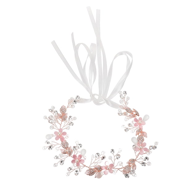 Tocado de novia: elegante tocado floral para boda con cuentas de perlas falsas de cristal/diamantes de imitación - Accesorios para el cabello para niñas de las flores, novias y damas de honor