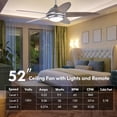 thumbnail image 2 of GOFLAME 52” Ceiling Fan with Lights, Modern Reversible Ceiling Fan with 3 Wind Speeds, Remote Control, 1/2/4/8H Timer, Dimmable Light, 5 Blades, Indoor Ceiling Fan for Living Room, Bedroom, Silver, 2 of 18