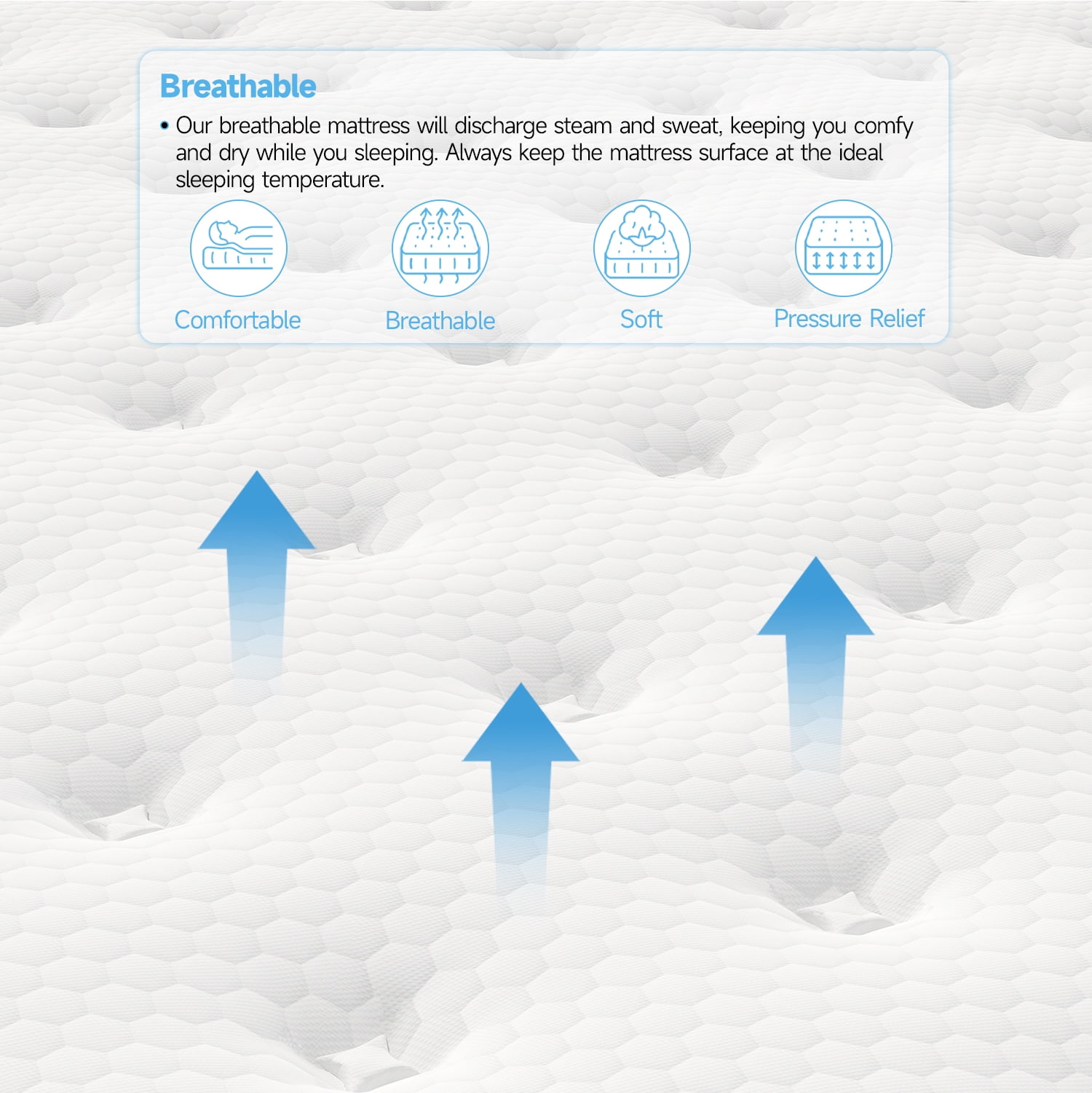 Doubleslee Twin Mattress, 10" Boxed Memory Foam Hybrid Spring with Motion Isolation and Pressure Relief - Black and White