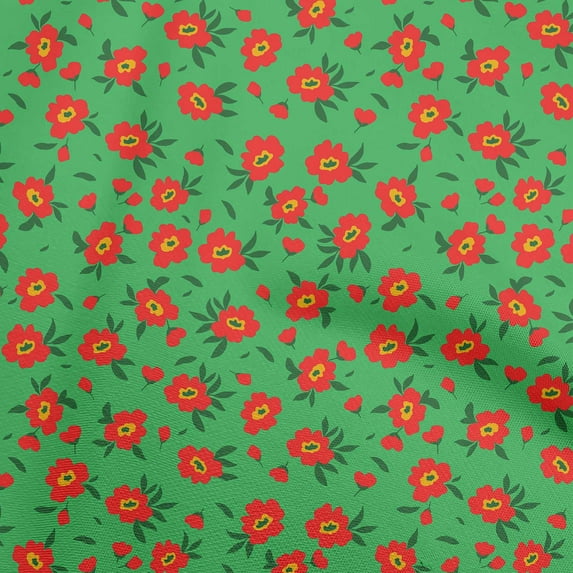 oneOone Velvet Green Fabric Leaves & Clover Fabric For Sewing Printed Craft Fabric By The Yard 58 Inch Wide
