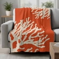 thumbnail image 2 of Coral Orange Blanket Soft Cozy Warm Throw Blanket for Couch, Plush Fuzzy Flannel Fleece Blankets for Sofa, Coastal White Ocean Marine Nautical Beach Bed Blankets Lightweight Gifts for Women, 30"x40", 2 of 9