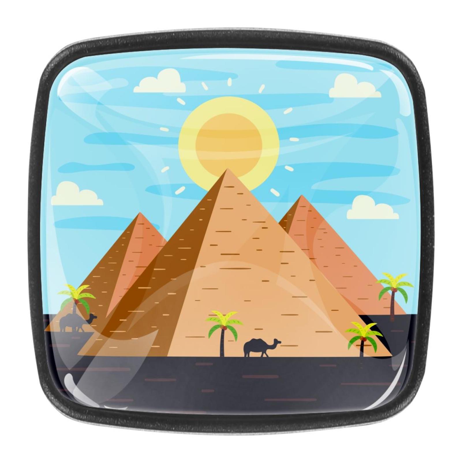 Ownta Pyramids Egypt Square Glass Drawer Handles Knobs Pulls With