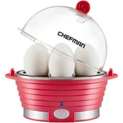Chefman Electric Egg Cooker Boiler, Quickly Makes 6 Eggs, BPA-Free, Red