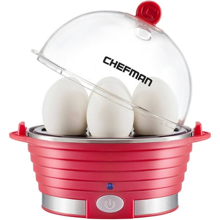 Chefman Egg Cooker, Electric Countertop Modern Stylish Design, Six Egg Capacity and Removable Tray,