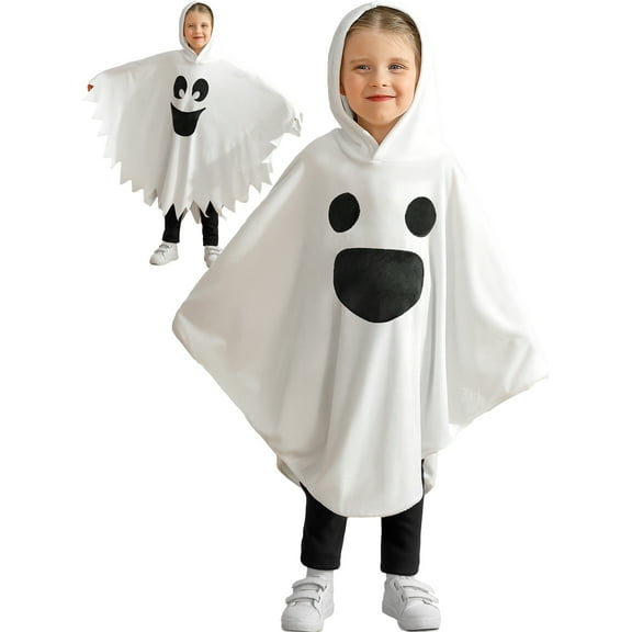 1-6T Toddler Girls Boys Ghost Cape Costume Kids Baby Halloween Hooded Cloak Party Trick-or-Treating Cosplay