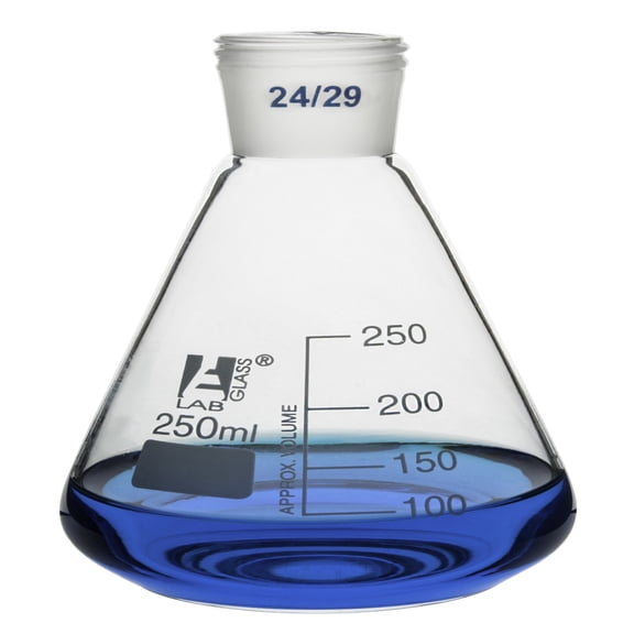 Erlenmeyer Flask with 24/29 Joint, 250ml - 50ml White Graduations - Interchangeable Screw Thread Joint - Borosilicate Glass - Eisco Labs