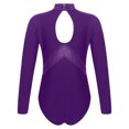 thumbnail image 4 of Yartina Kids Girls Rhinestones Mock Neck Figure Ice Skating Ballet Dance Leotard Bodysuit Long Sleeve Purple 16, 4 of 7