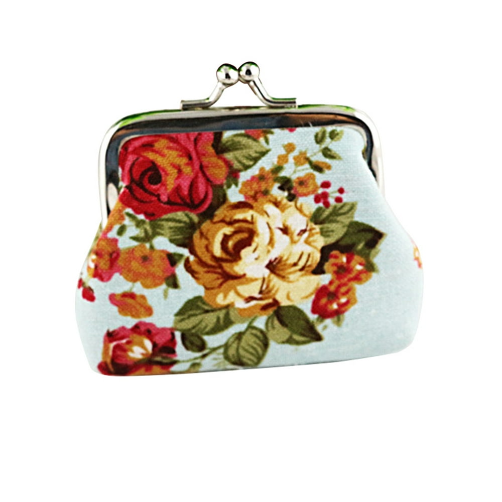 Lallc - Women's Vintage Floral Change Coin Purse Hasp Clutch Bag Holder ...