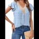 thumbnail image 1 of Blusa de Verano 2025 para Mujer, con Cuello en V, Volantes, Corta, Lunares, Holgada, Tipo Túnica Azul XL, 1 of 6