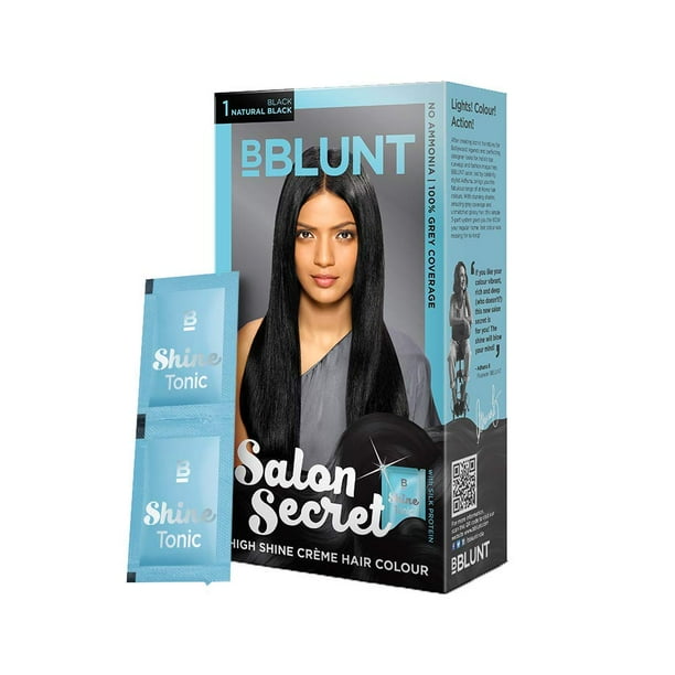 BBLUNT Salon Secret High Shine Crème Hair Colour, Natural Black 1, 40g BBLUNT Salon Secret High Shine Crème Hair Colour, Natural Black 1, 40g