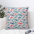 thumbnail image 4 of Pofeuu Colorful Shark Print Double-sided plush pillowcase Square Throw Pillow Covers Pillows Cover for Living Room Bedroom Sofa Couch Cushion Cover（No pillow core）-16"x16", 4 of 7