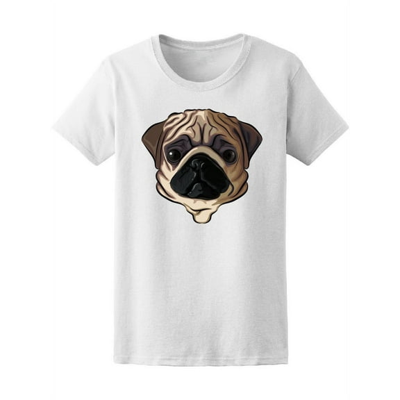 Cute Pug Full Color Sketch Tee Women's -Image by Shutterstock