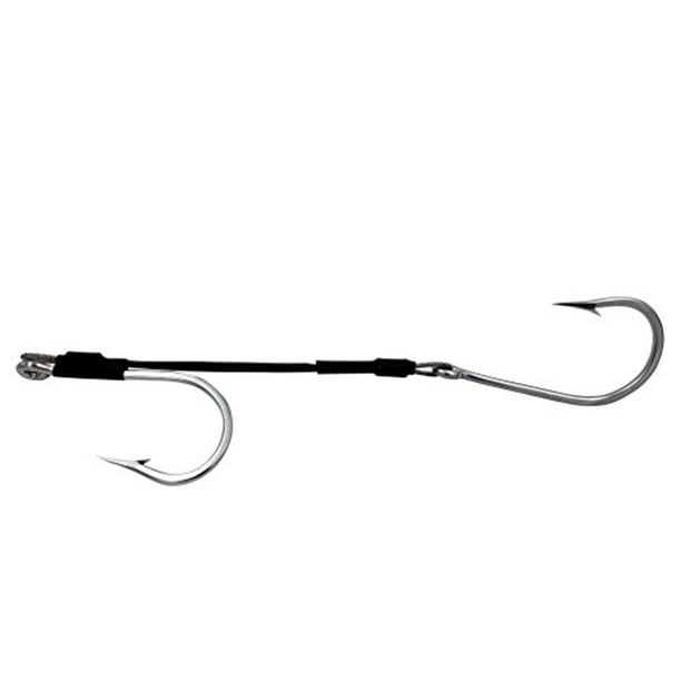 Double Hookset Rig Stainless Steel Offset Wahoo Tuna Dorado Marlin